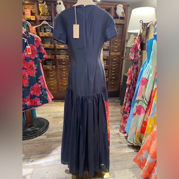 NWT Hutch Atley Dress Gown in Navy Raspberry Shantung in Size Small - Picture 11 of 12